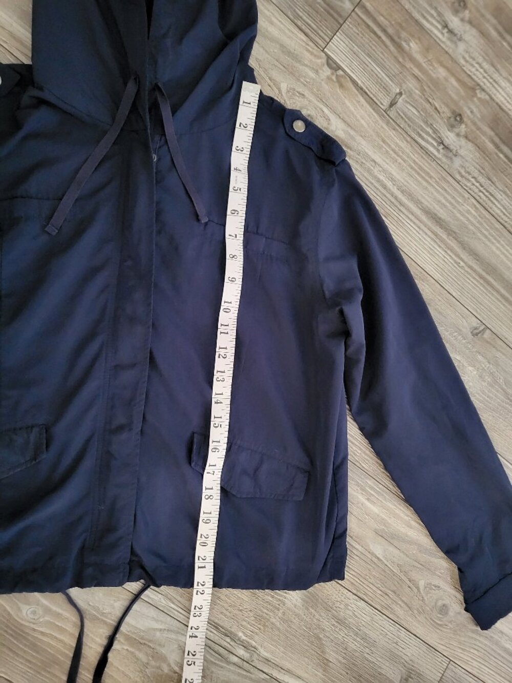 Hooded Windbreaker Jacket Lightweight Forever 21 Navy Blue Size M - Picture 8 of 11